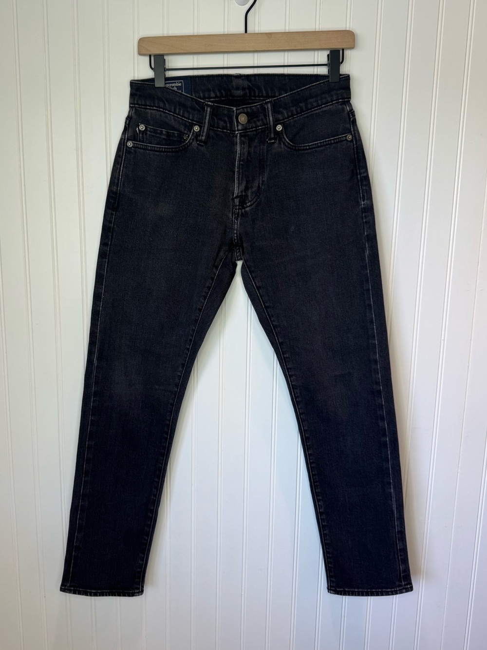 Abercrombie and Fitch Mens Langdon Slim Stretch Black Jeans 28 W 30 L